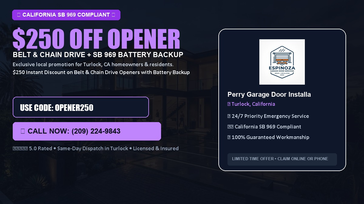 $250 OFF Smart Garage Door Opener Installation (Belt & Chain Drive with California SB 969 Battery Backup) in Turlock, CA